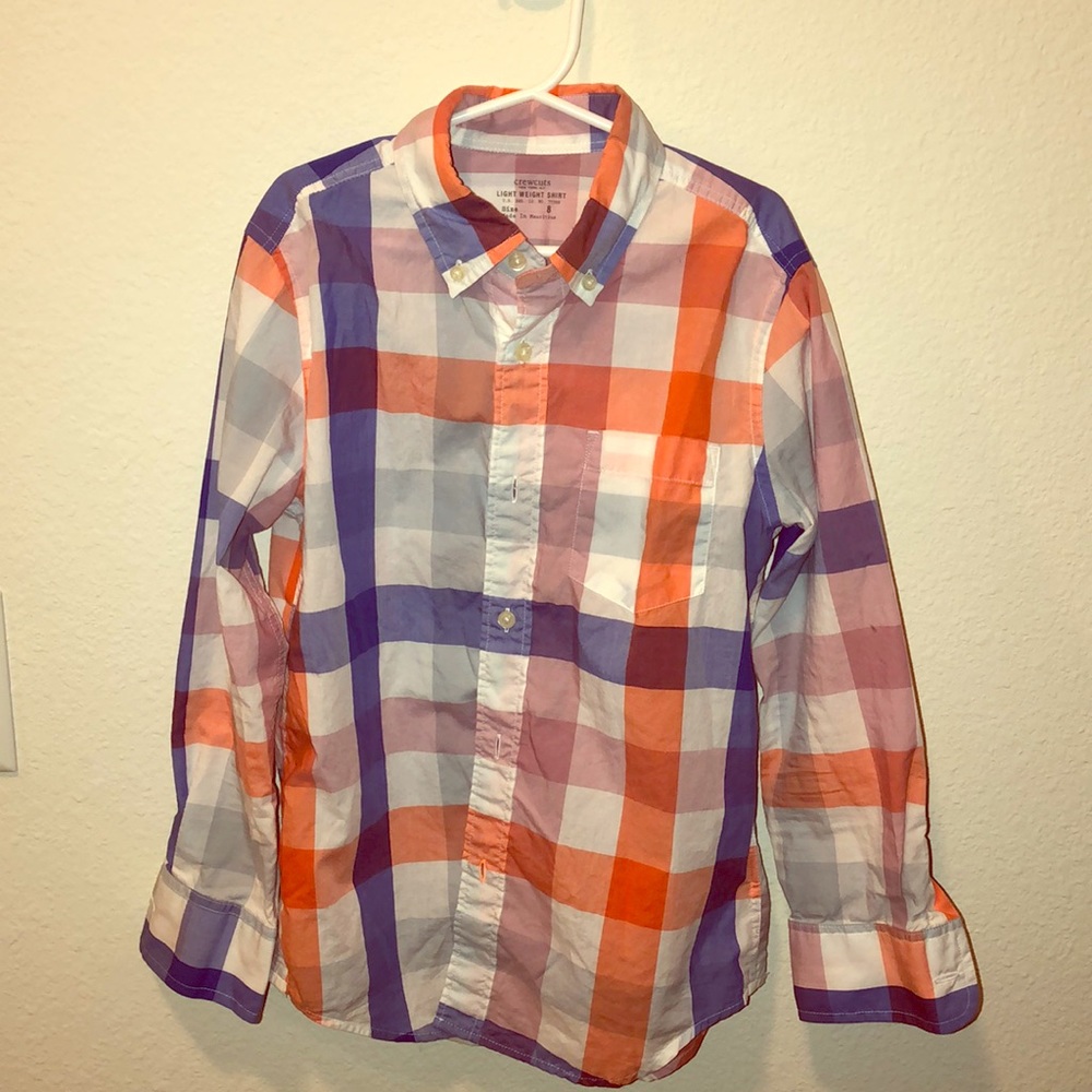 Crew cuts orange and blue plaid shirt sz 8